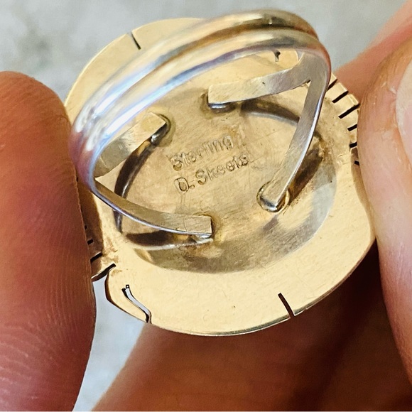 ♥️ Navajo ♥️ Donavan Skeets Sterling Silver & Sonoran Gold Turquoise Ring - Picture 10 of 15